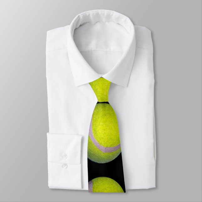 Yellow Black Tennis Ball Pattern, Tie (Tied)