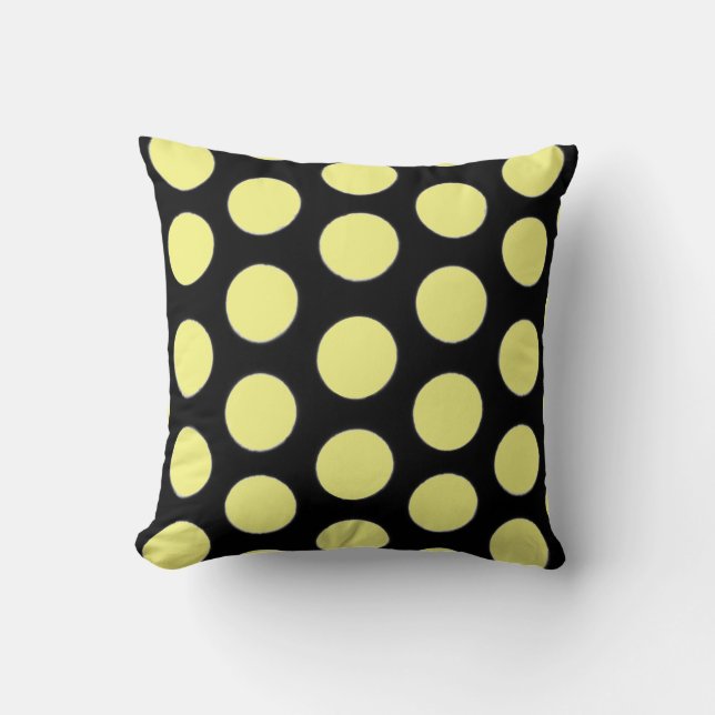 Yellow black  Throw pillow polka dot (Front)