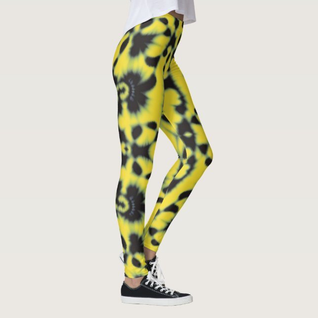 Yellow Black Tie Dye Leggings (Right)