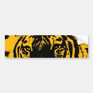 Yellow Black Tiger Eyes Pop Art Bumper Sticker