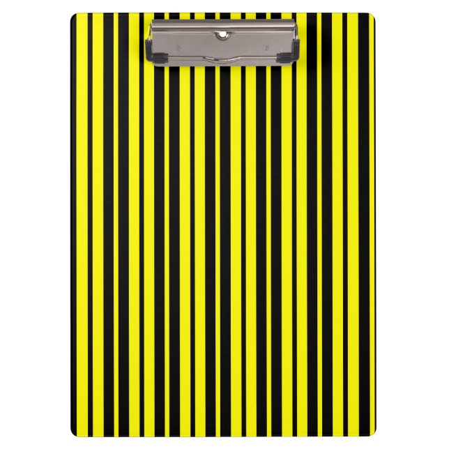 Yellow Black Vertical Stripes Pattern Clipboard (Front)