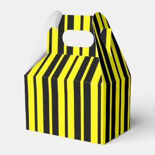 Yellow Black Vertical Stripes Pattern Favour Box