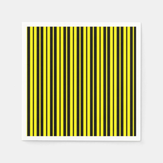 Yellow Black Vertical Stripes Pattern Napkin (Front)