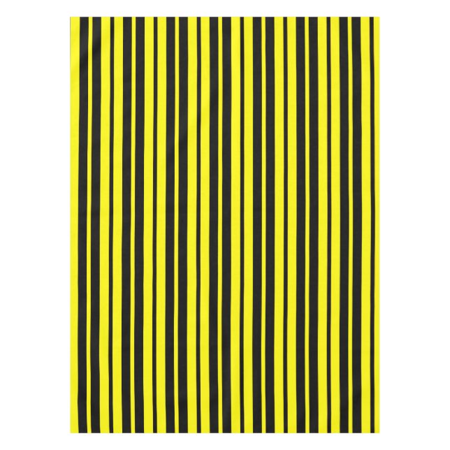 Yellow Black Vertical Stripes Pattern Tablecloth (Front)