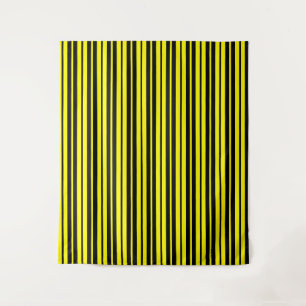 Yellow Black Vertical Stripes Pattern Tapestry