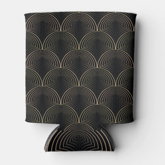 Yellow Black: Warped Circles Seamless. Can Cooler