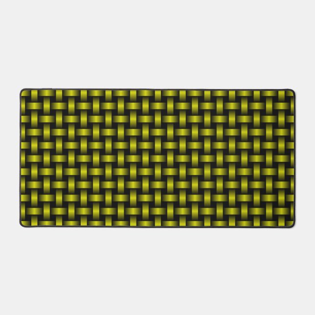 Yellow Black Weave Pattern Desk Mat (Front)