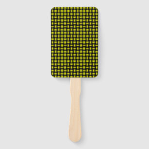 Yellow Black Weave Pattern Hand Fan