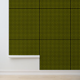 Yellow Black Weave Pattern Wallpaper