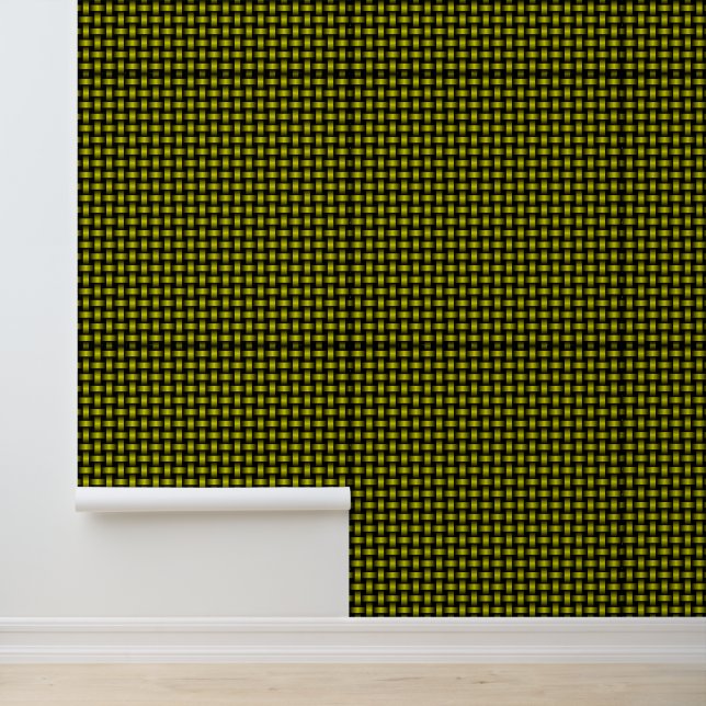 Yellow Black Weave Pattern Wallpaper (Application)
