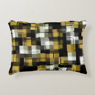 Yellow Black White Abstract Pattern Decorative Cushion