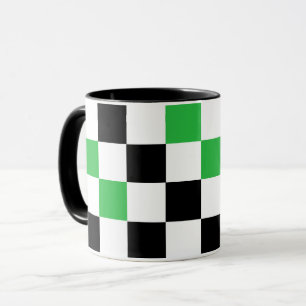 Yellow Black White Checkered Pattern Design  Mug