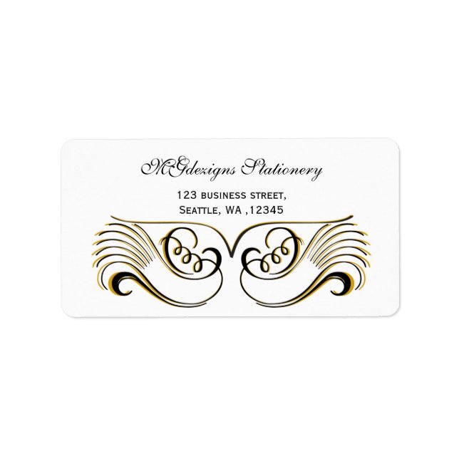 yellow, black & white Chic Business address labels (Front)