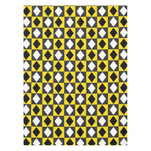 Yellow Black White Diamond Rhombus Shape Tablecloth