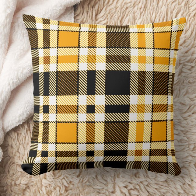 Yellow Black White Flannel Tartan Pattern Design  Cushion (Creator Uploaded)