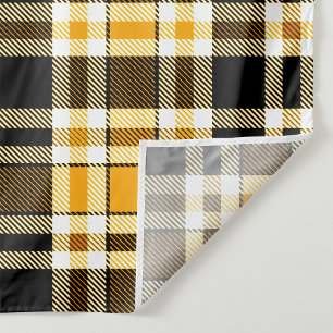 Yellow Black White Flannel Tartan Pattern Design  Fabric