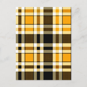 Yellow Black White Flannel Tartan Pattern Design Postcard