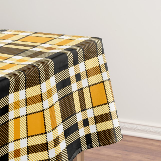 Yellow Black White Flannel Tartan Pattern Design  Tablecloth (Creator Uploaded)
