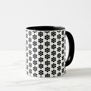 Yellow Black White Floral Polka Dots Simple Mug