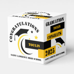 Yellow Black White Graduation 2025 Custom Party   Favour Box