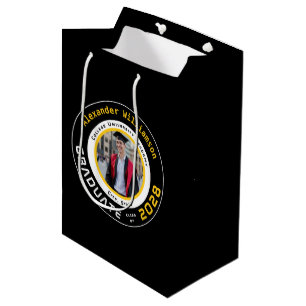 Yellow Black White Graduation Photo Medium Gift Bag