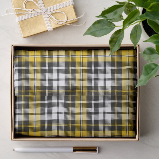 Yellow Black White Plaid Tartan Pattern Design  Tissue Paper (Gift)