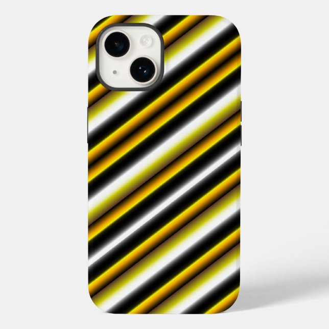 Yellow Black White Rainbow Stripes Case-Mate iPhone Case (Back)