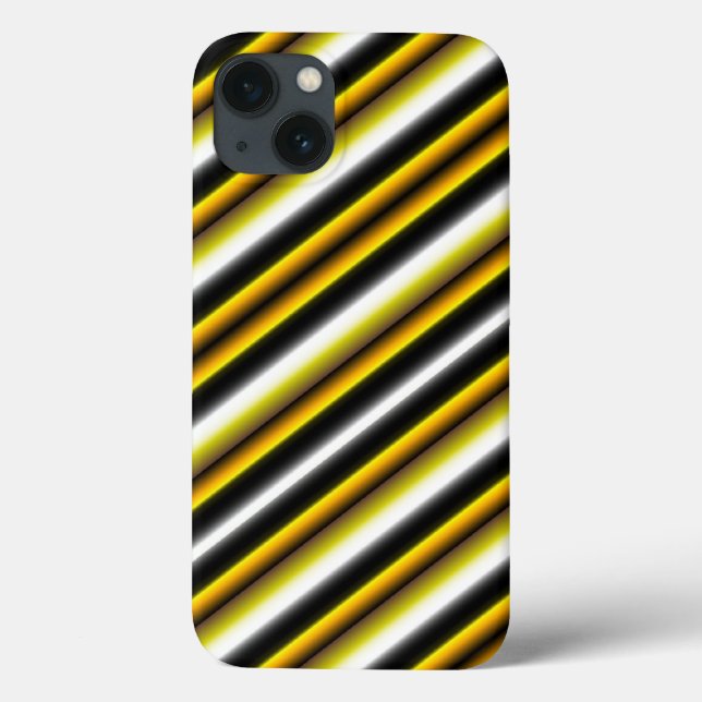 Yellow Black White Rainbow Stripes Case-Mate iPhone Case (Back)
