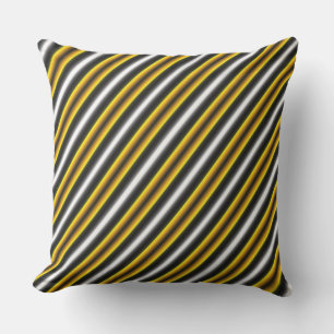 Yellow Black White Rainbow Stripes Cushion