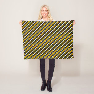 Yellow Black White Rainbow Stripes Fleece Blanket