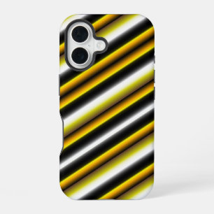 Yellow Black White Rainbow Stripes iPhone 16 Case