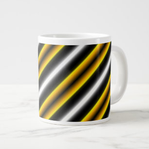 Yellow Black White Rainbow Stripes Large Coffee Mug