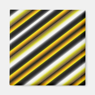 Yellow Black White Rainbow Stripes Magnet