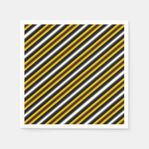 Yellow Black White Rainbow Stripes Napkin