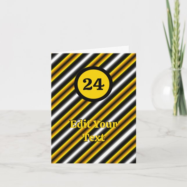 Yellow Black White Rainbow Stripes Note Card (Front)