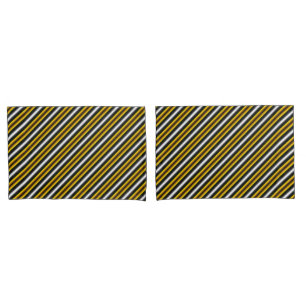 Yellow Black White Rainbow Stripes Pillowcase