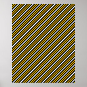 Yellow Black White Rainbow Stripes Poster
