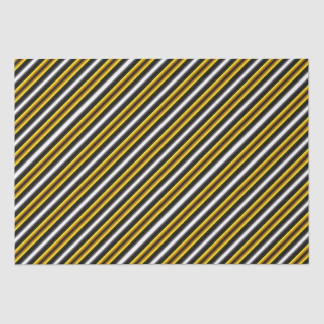 Yellow Black White Rainbow Stripes Tissue Paper (Front)