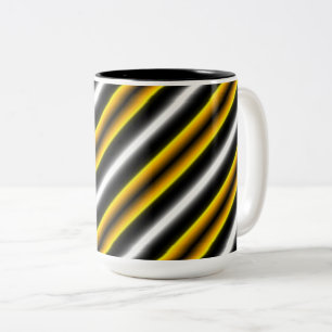 Yellow Black White Rainbow Stripes Two-Tone Coffee Mug