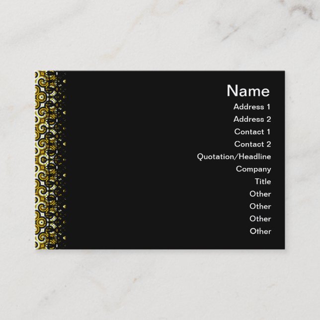 Yellow Black White Waves Small Business Card (Front)