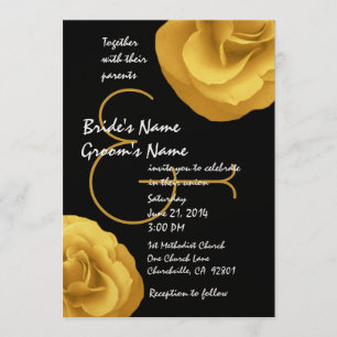 Yellow Black White Wedding Roses Template