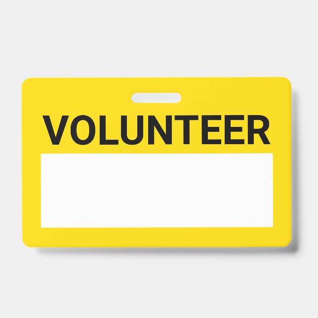 Yellow Blank Volunteer ID Badge (Front)