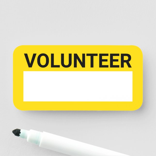 Yellow Blank Volunteer Name Tag (In Situ)