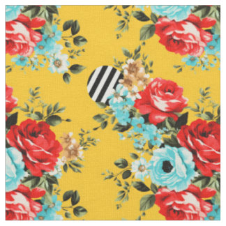Yellow Bloom Stripe Mix Fabric