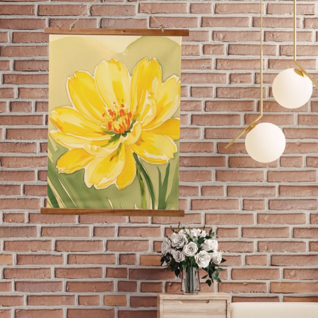 Yellow Blooming Flower design  Hanging Tapestry (Creator Uploaded)