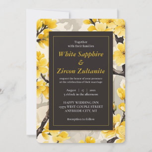 Yellow Blossom Black Wedding Invitation