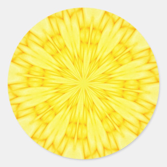 Yellow Blossom Fractal Classic Round Sticker (Front)