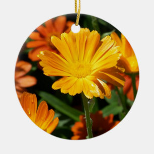 Yellow Blossoms Flowers Art Peace Love Destiny Ceramic Tree Decoration