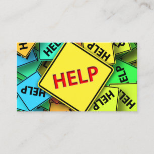 Yellow, Blue and Green Help Signs - Business Card