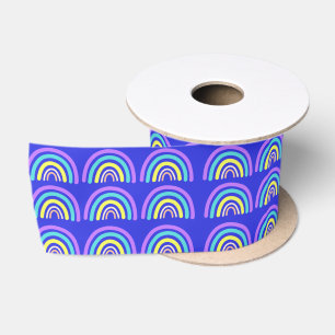 Yellow,blue and Purple Rainbow Satin Ribbon